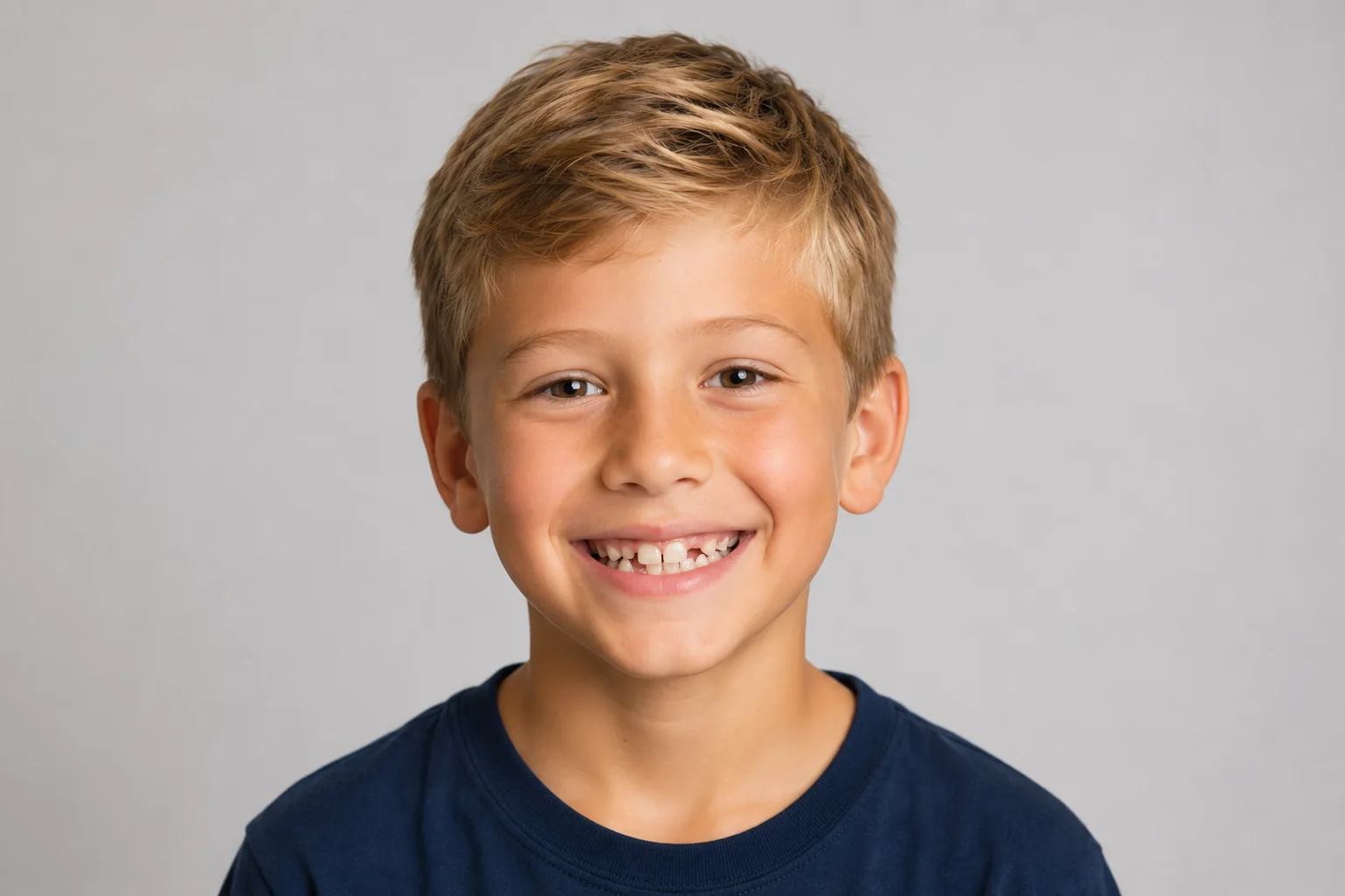 Child smiling with braces
