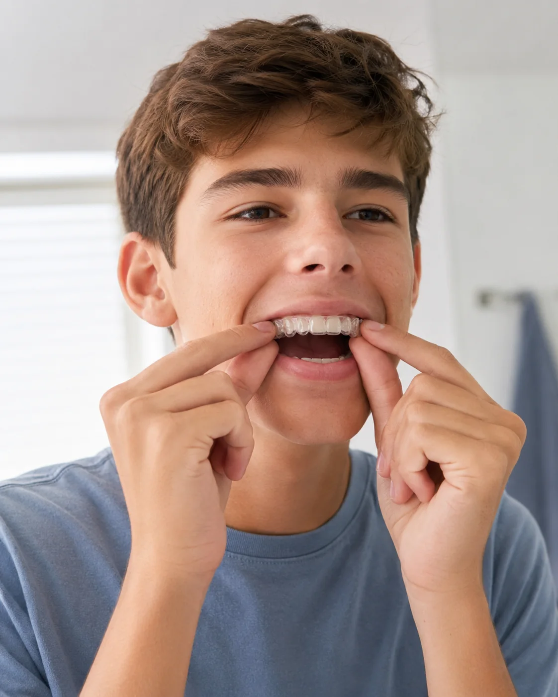 Teen smiling during Invisalign treatment